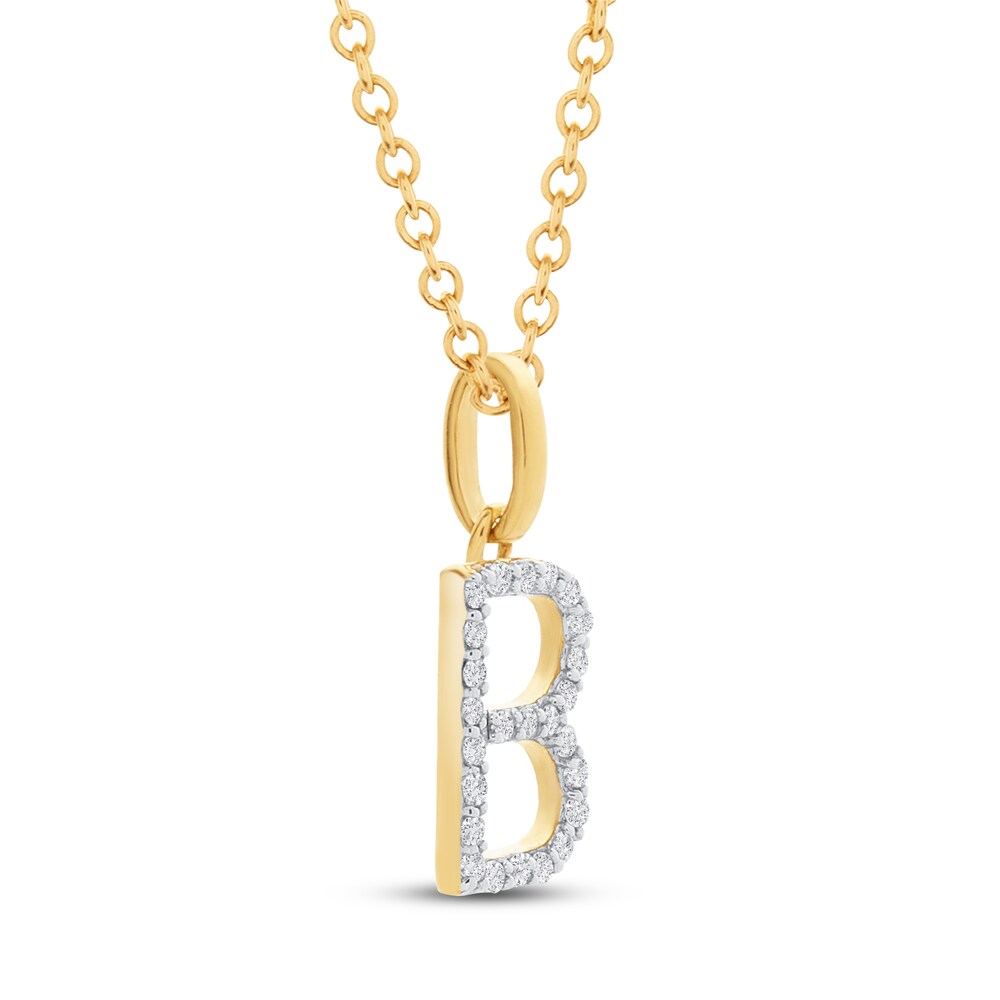 Diamond Letter B Necklace 1/10 ct tw Round 10K Yellow Gold MH8GK2US