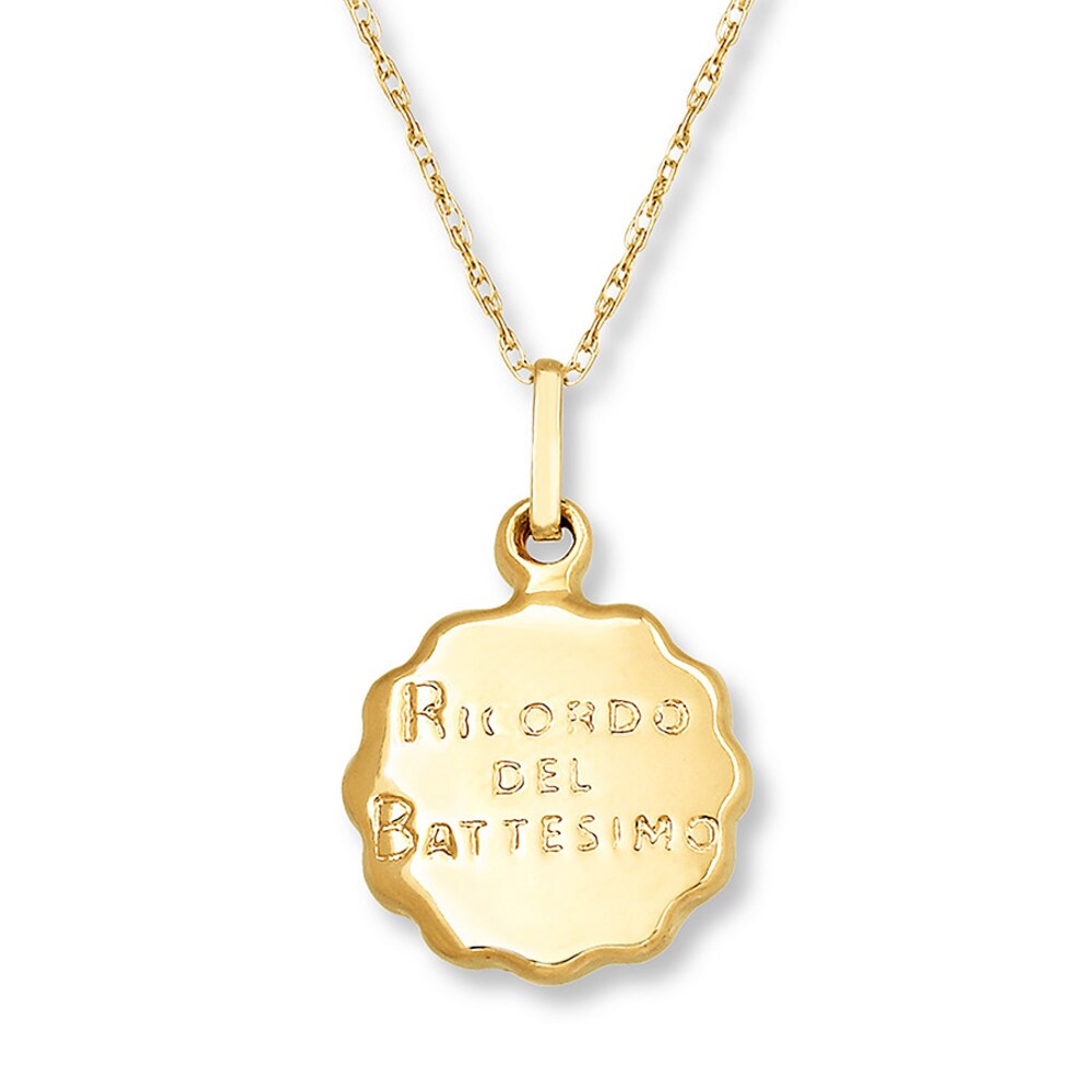 Children\'s Baptism Medal Necklace 14K Yellow Gold Me1titvr