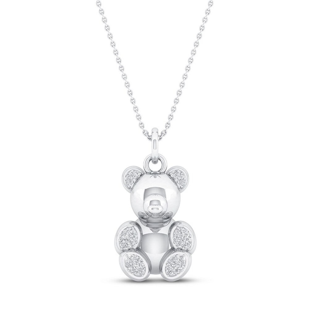 Balloon Teddy Bear Necklace 1/15 ct tw Diamonds Sterling Silver MxMnf9Of [MxMnf9Of]