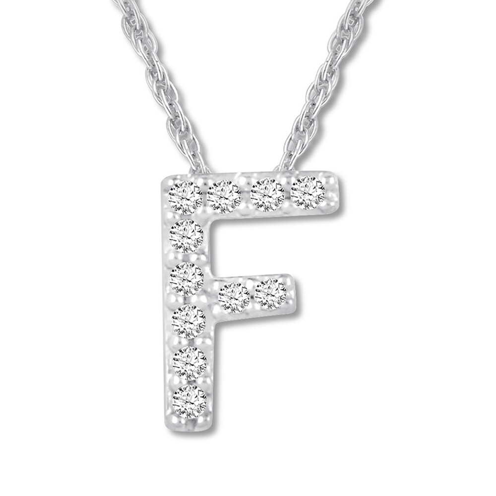 Diamond Initial F Necklace 1/20 ct tw Round-cut 10K White Gold MzN8bzXo [MzN8bzXo]