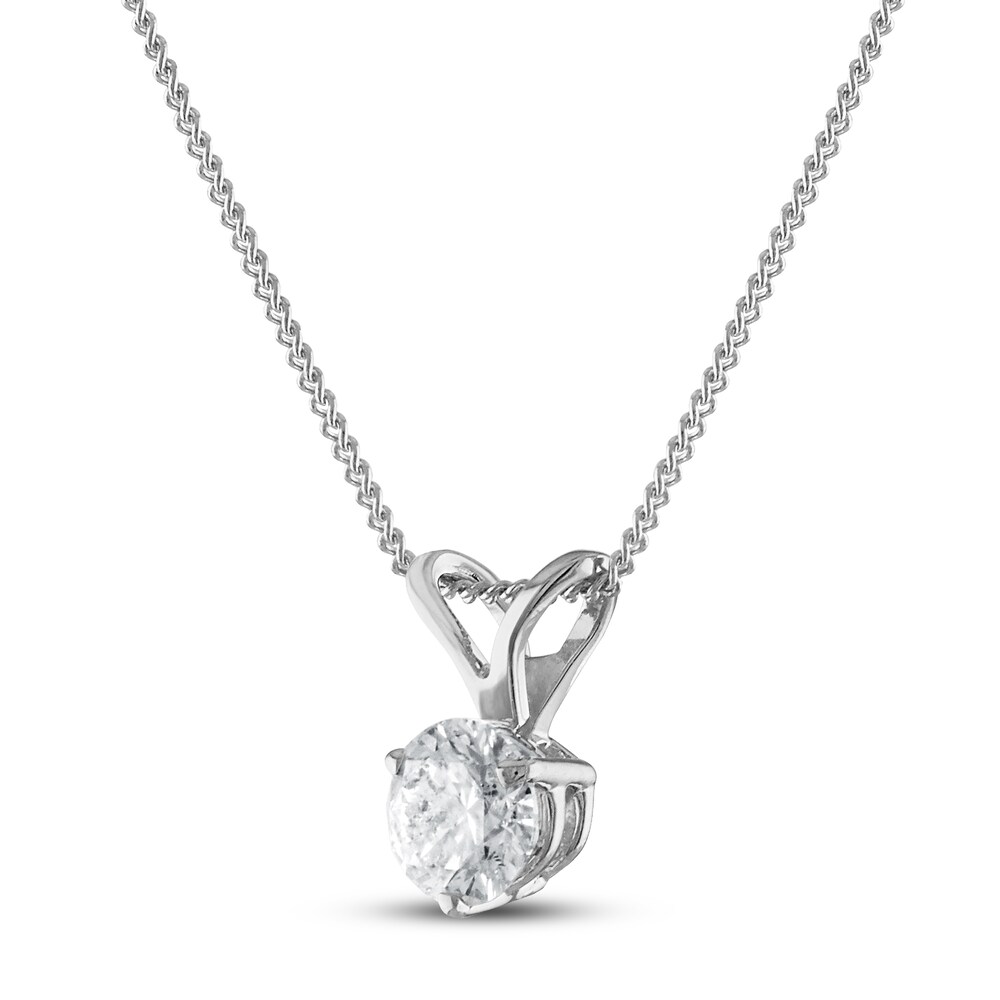 Certified Diamond Solitaire Necklace 1/2 ct tw Round 18K White Gold (SI2/I) N0vxibWN