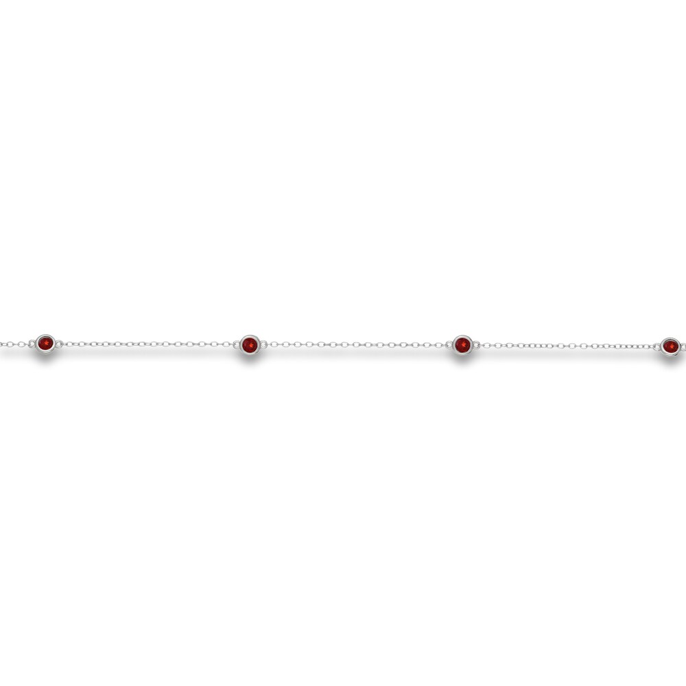 Natural Garnet Station Necklace Sterling Silver 18\" N8bIKwCZ