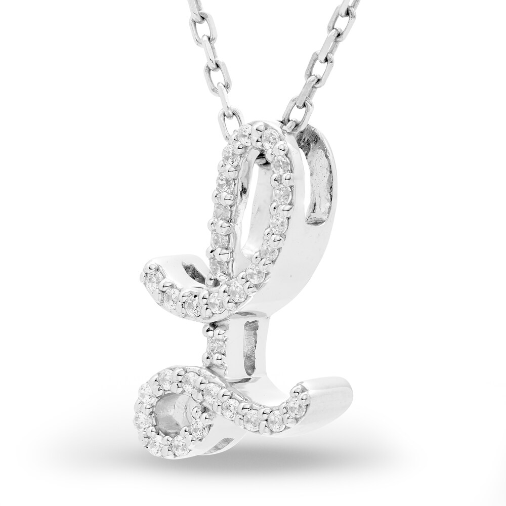 Diamond Letter L Pendant Necklace 1/10 ct tw Round 10K White Gold 18\" NFp8bpTf