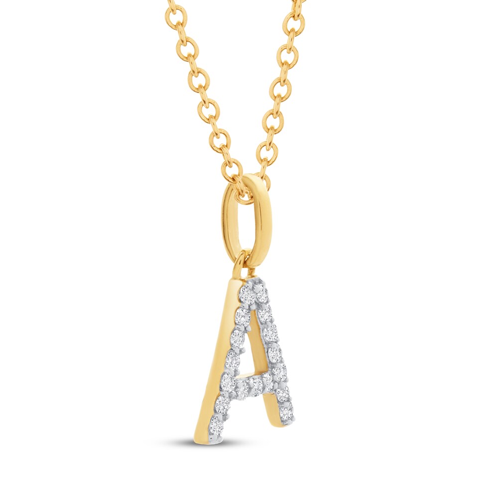 Diamond Letter A Necklace 1/10 ct tw Round 10K Yellow Gold NHVPVBLV