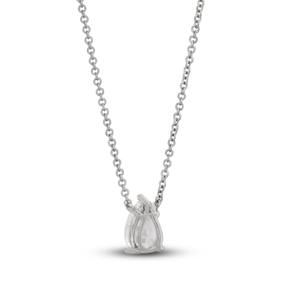 Lab-Created Diamond Solitaire Necklace 1 ct tw Pear-shaped 14K White Gold 19\" (SI2/F) NPBnCduO