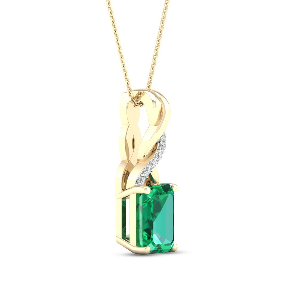 Natural Emerald Necklace Diamond Accent 10K Yellow Gold NfwbkRU8