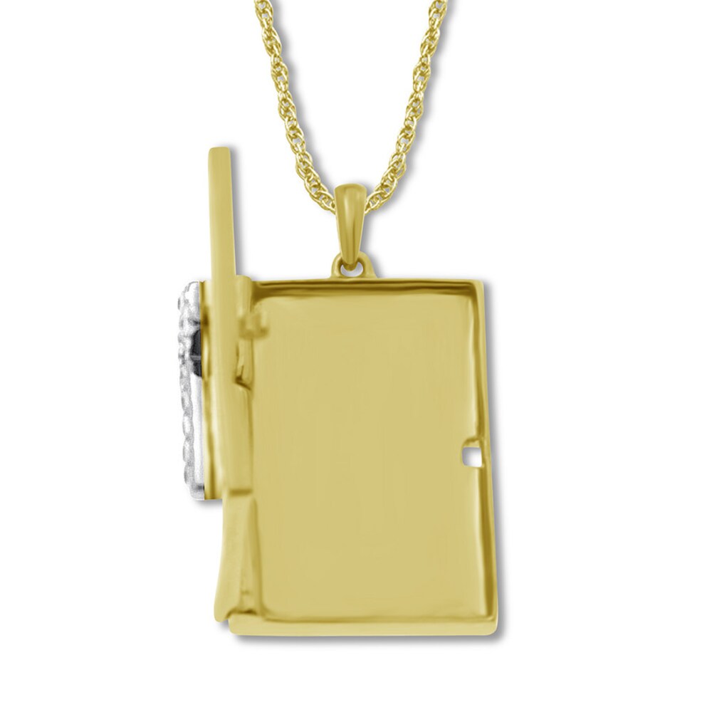 Cross & Bible Locket 1/6 ct tw Diamonds 10K Yellow Gold NpBvH8ef