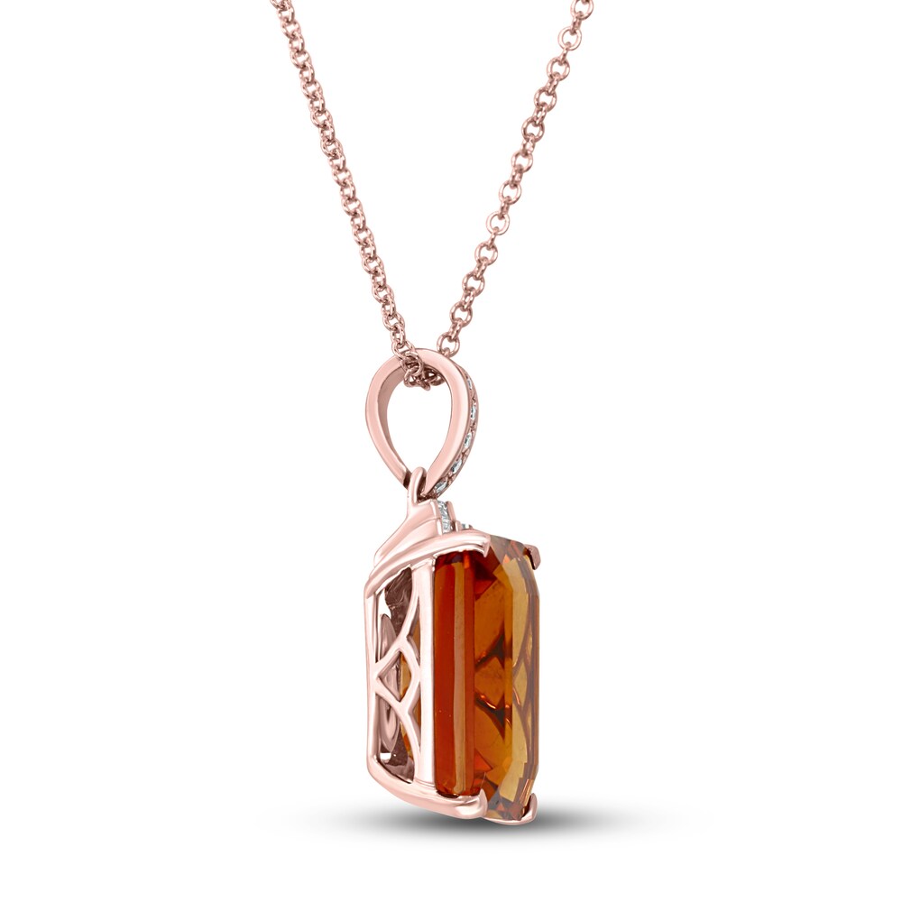 Effy Natural Citrine Necklace 1/10 ct tw Diamonds 14K Rose Gold NsYAFuZv