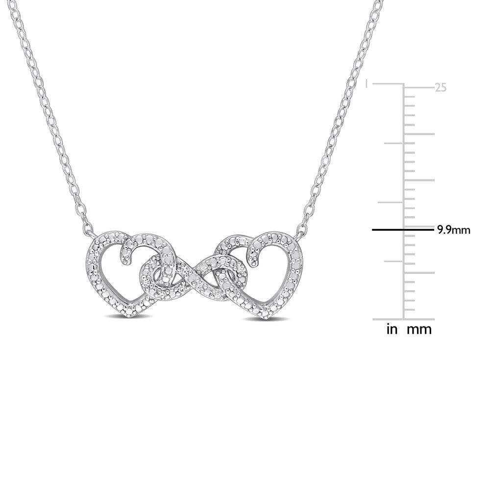 Diamond Heart Necklace 1/20 ct tw Round Sterling Silver 18\" O1ZALLXk