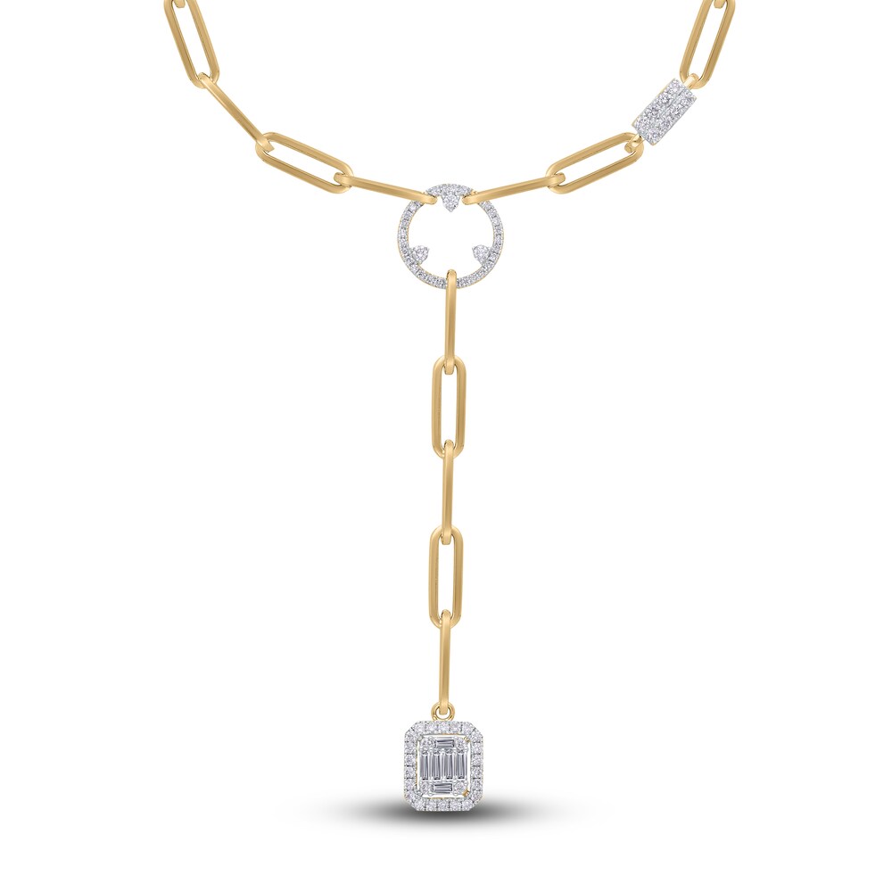 Kallati Diamond Paperclip Necklace 3/4 ct tw Round 14K Yellow Gold 16\" OKS9MHI2 [OKS9MHI2]
