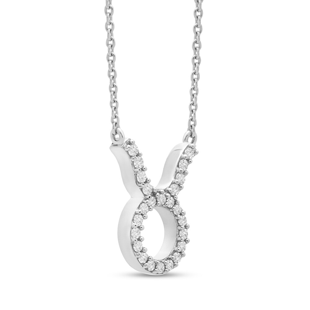 Diamond Taurus Necklace 1/10 ct tw 10K White Gold OqTsk456