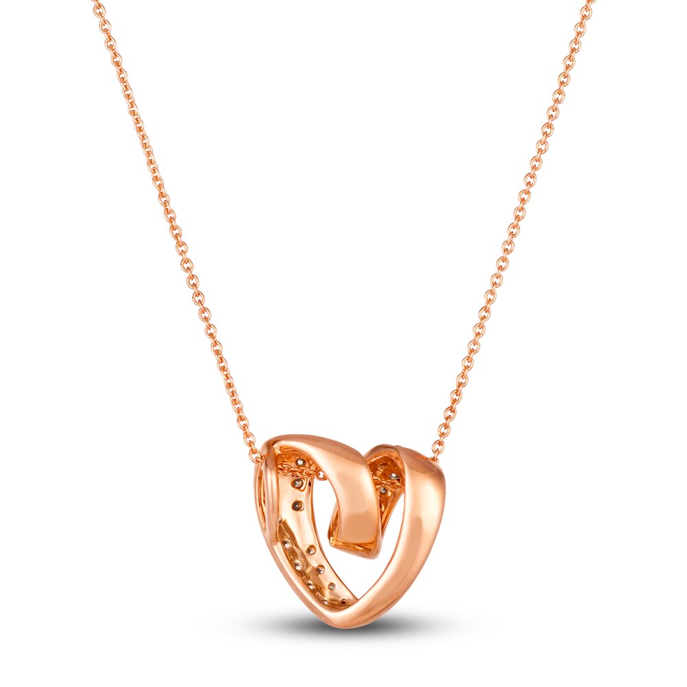 Le Vian Diamond Heart Pendant Necklace 5/8 ct tw Round 14K Strawberry Gold 19\" Ow9T1iOi