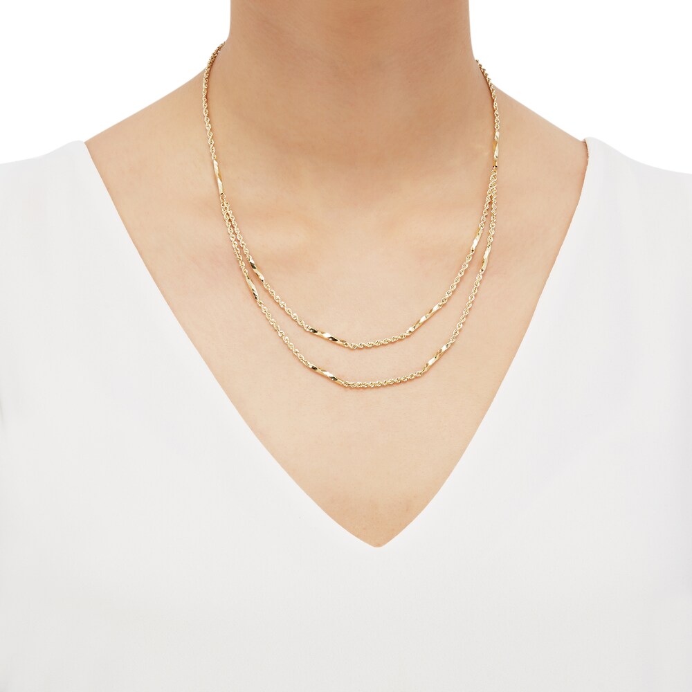 Double Rope Necklace 10K Yellow Gold 18\" P23tpaPB