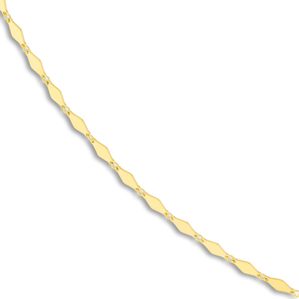 Mirror Link Chain Necklace 14K Yellow Gold 18\" PBcqccwC