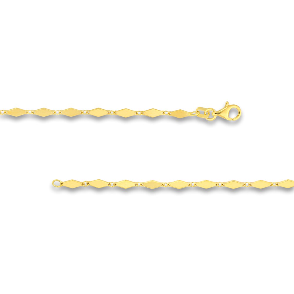 Mirror Link Chain Necklace 14K Yellow Gold 18\" PBcqccwC