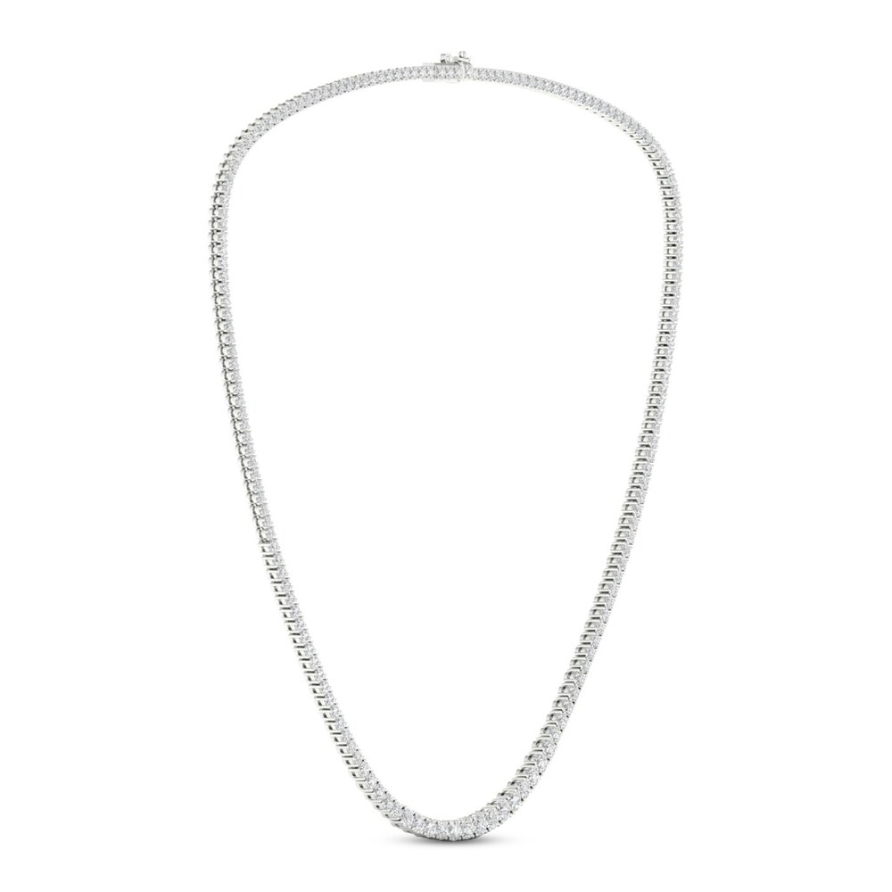 Lab-Created Diamond Tennis Necklace 10 ct tw Round 14K White Gold PKkuzwvd