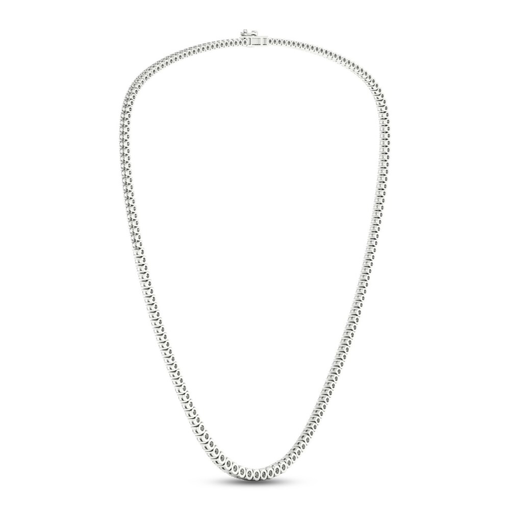 Lab-Created Diamond Tennis Necklace 10 ct tw Round 14K White Gold PKkuzwvd