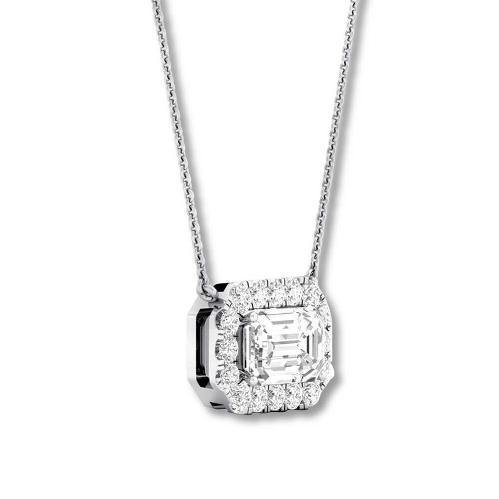 Diamond Necklace 1 carat tw Emerald-cut & Round 14K White Gold PNxWcT9n