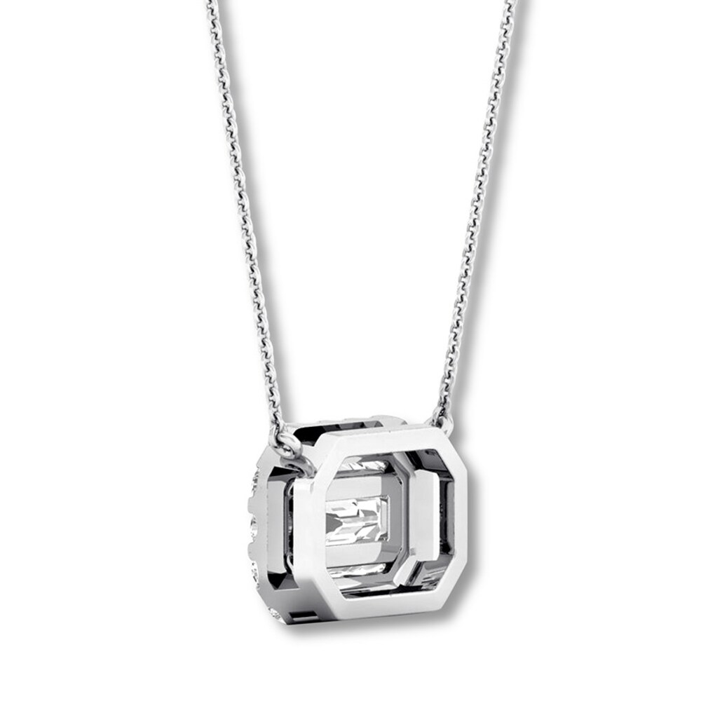 Diamond Necklace 1 carat tw Emerald-cut & Round 14K White Gold PNxWcT9n