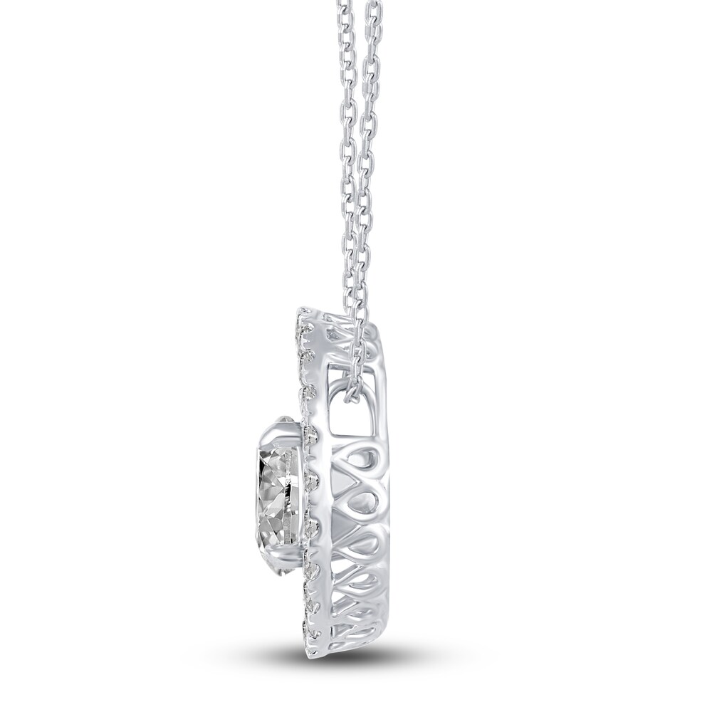 Certified Lab-Created Diamond Jacket Pendant Necklace 2 ct tw Round 14K White Gold 18\" PS6N9bFX