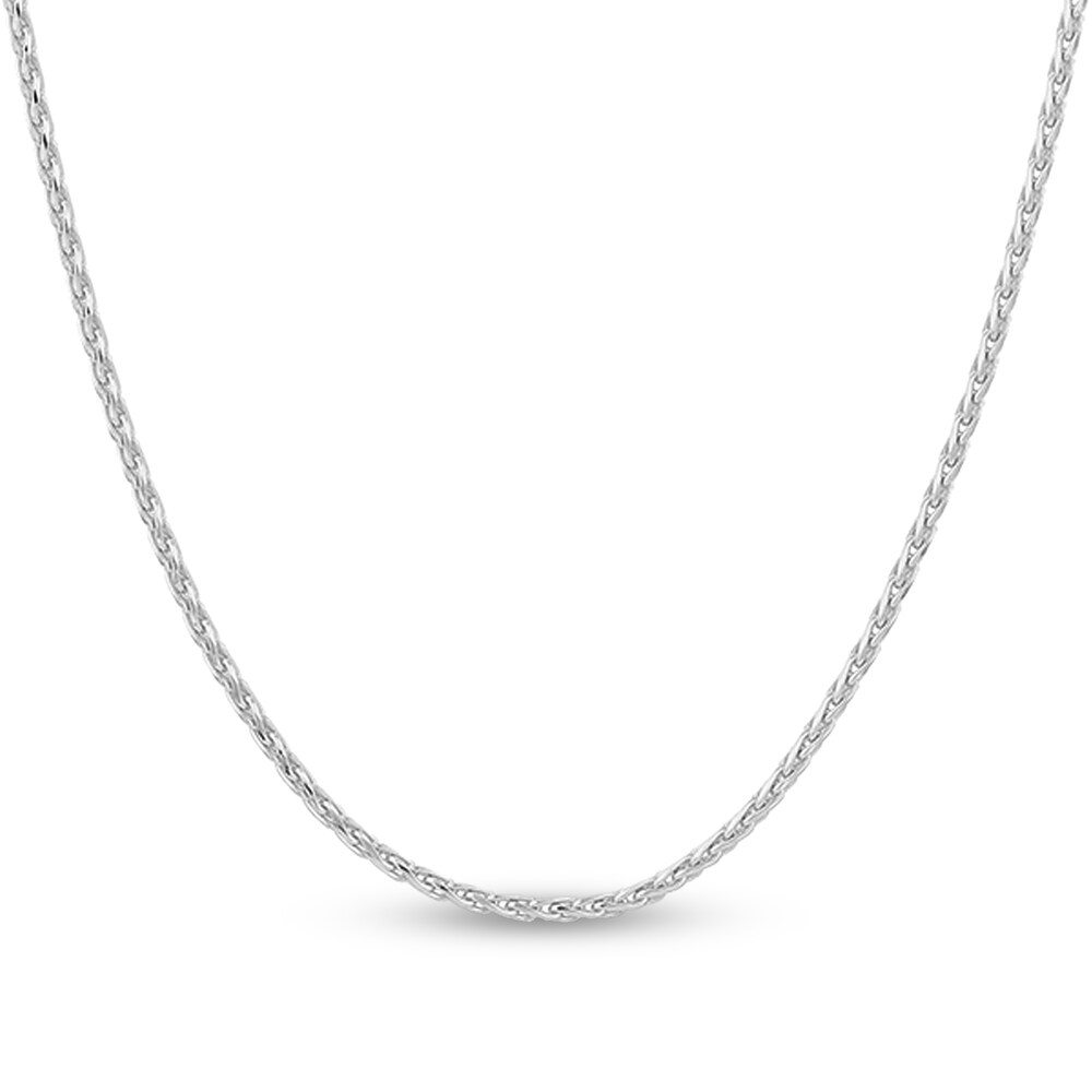 Diamond-Cut Round Wheat Chain Necklace 14K White Gold 18\" QaUQP9r7