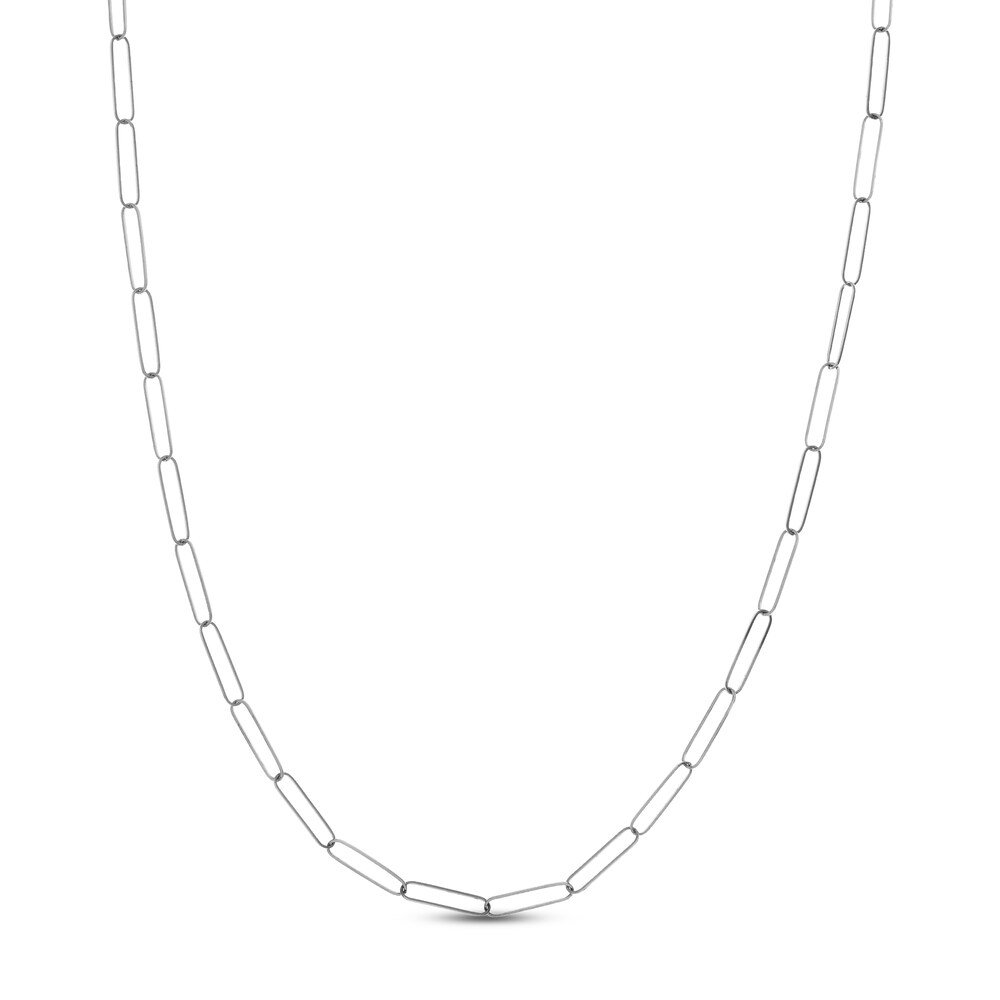 Paper Clip Chain Necklace 14K White Gold 18\" Qb2gwOqO
