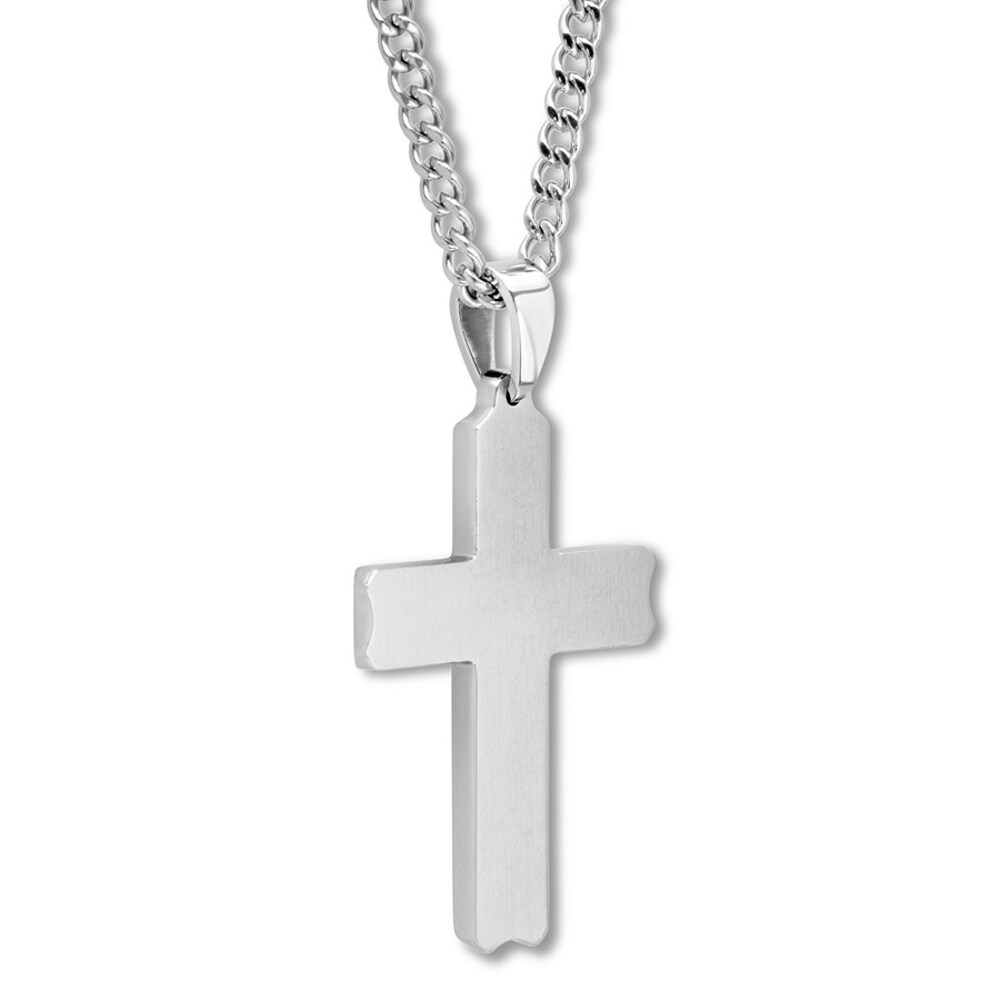 Cross Necklace 1/20 ct tw Diamonds Stainless Steel R29ez4d3