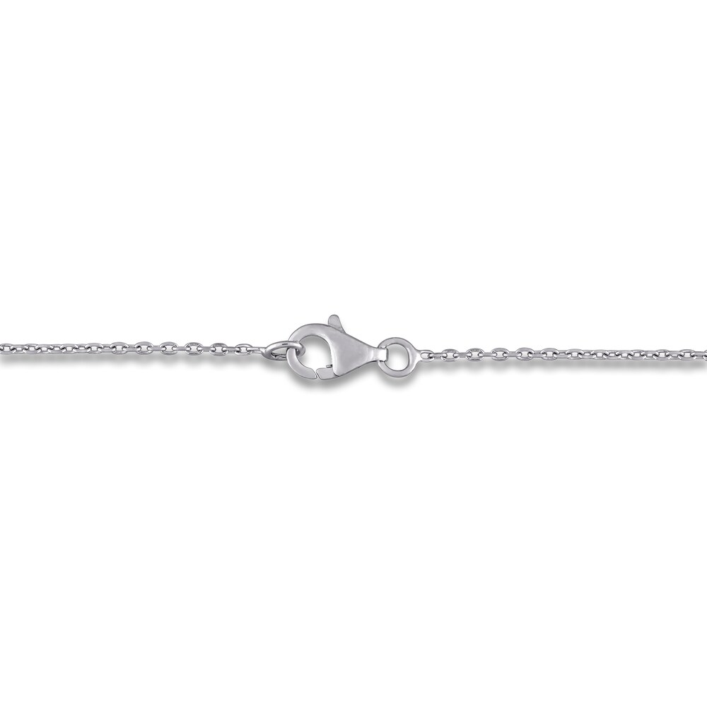 Diamond Flower Necklace 5/8 ct tw Round 14K White Gold 17\" RKvnYSKE