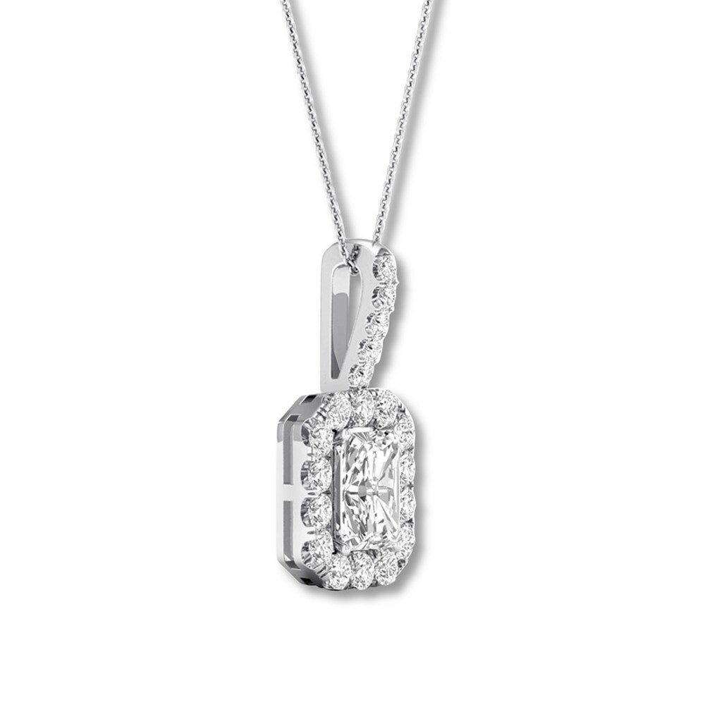 Diamond Necklace 1-1/2 ct tw Emerald-cut/Round 14K White Gold RTEch8kS