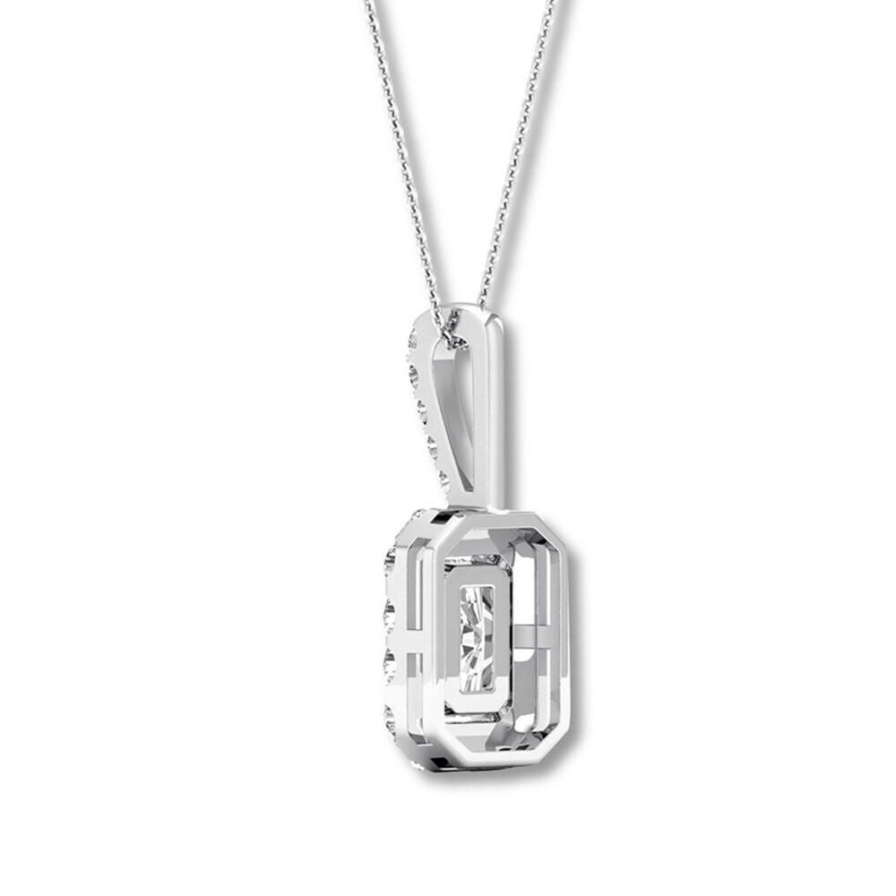 Diamond Necklace 1-1/2 ct tw Emerald-cut/Round 14K White Gold RTEch8kS