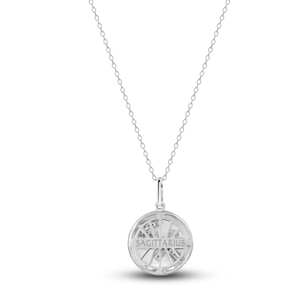 Diamond Sagittarius Zodiac Pendant Necklace 1/10 ct tw Round 14K White Gold RcGnvUP2