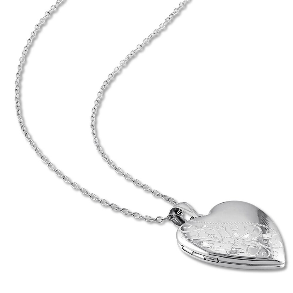 Heart Swirl Locket Necklace Sterling Silver RrJknc2o