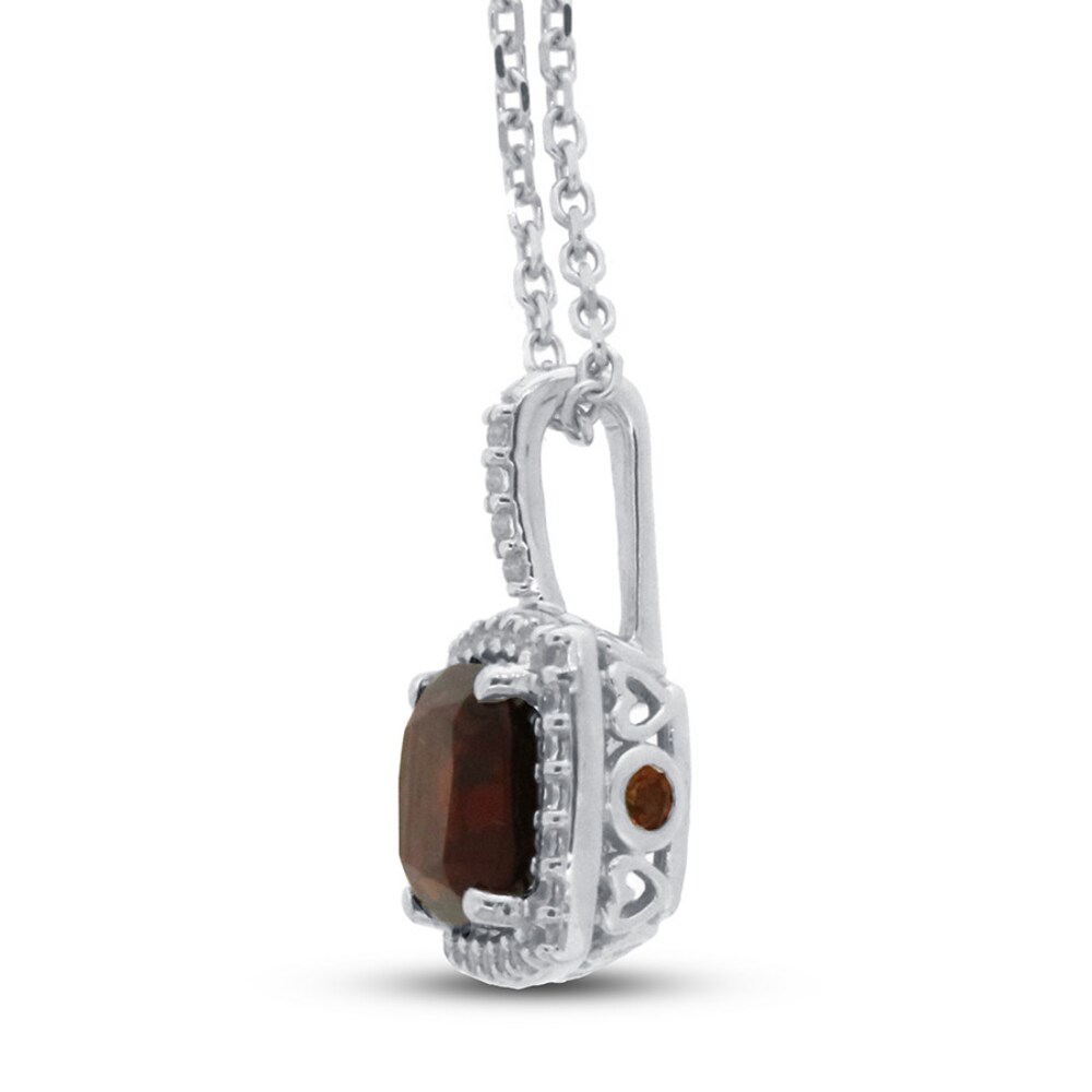 Garnet & White Topaz Necklace 10K White Gold Ruuozesg