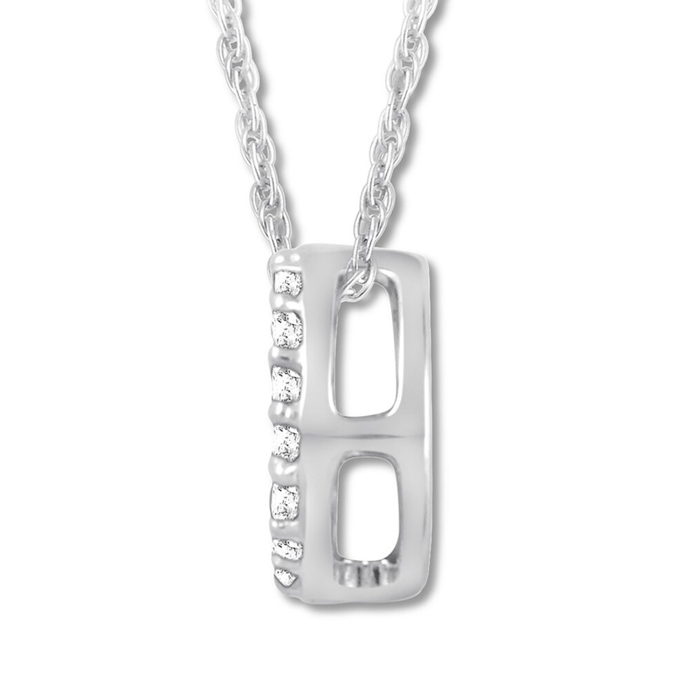 Diamond Initial D Necklace 1/20 ct tw Round-cut 10K White Gold S7MXGNev