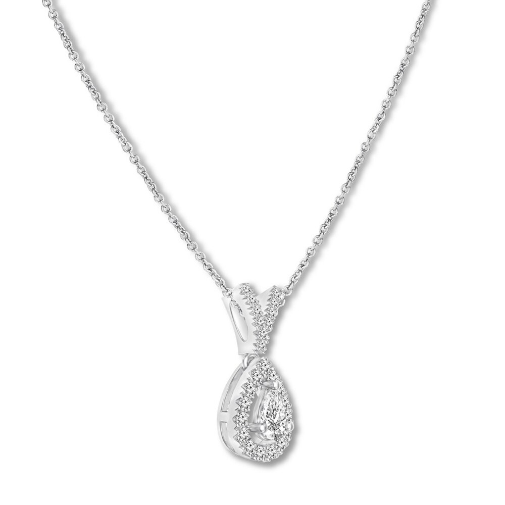 Diamond Necklace 1/4 ct tw Pear-shaped/Round 10K White Gold SQKgtbL3