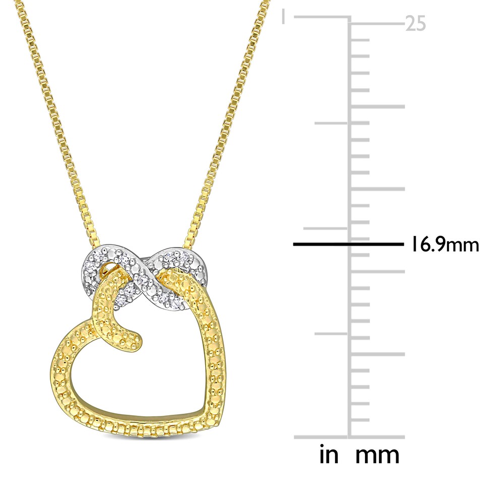 Diamond Heart Necklace 1/20 ct tw Round 18K Gold-Plated Sterling Silver 17\" SRww2fp7