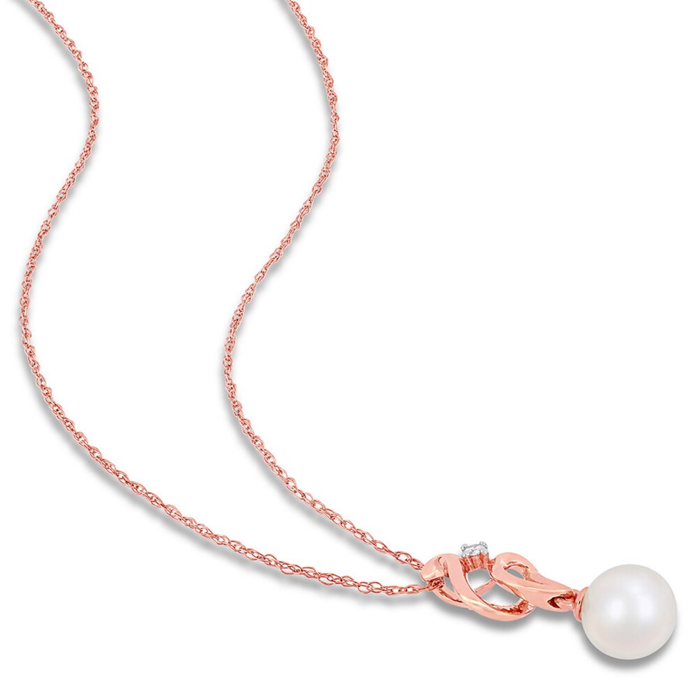 Cultured Pearl Necklace Diamond Accent 10K Rose Gold SoISSwc7