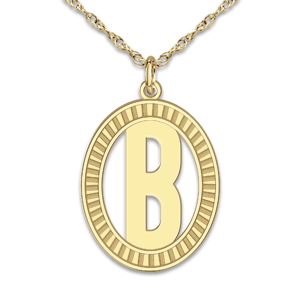 Initial Pendant Necklace 10K Yellow Gold 18\" TB2LrenN [TB2LrenN]