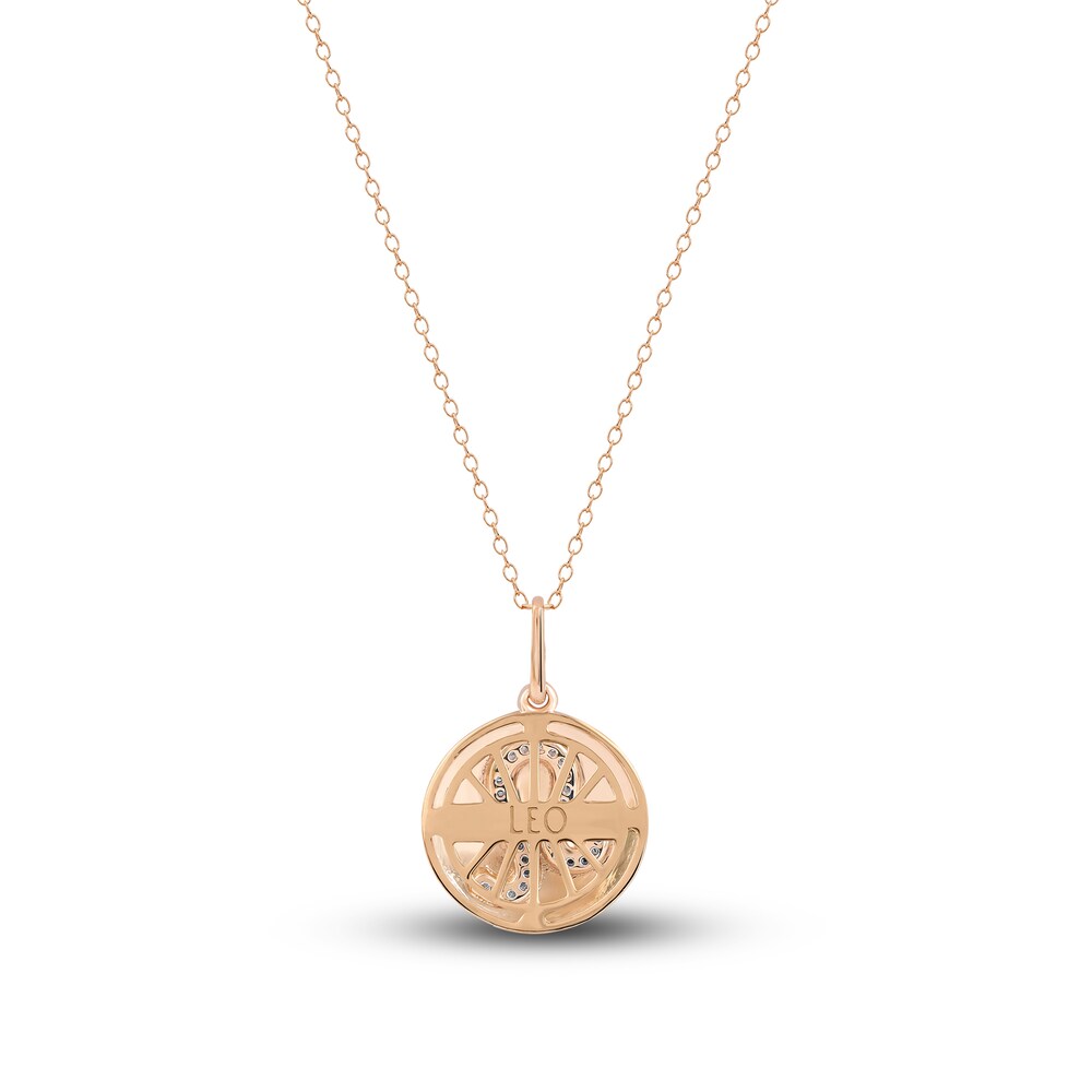 Diamond Leo Zodiac Pendant Necklace 1/10 ct tw Round 14K Rose Gold TZnKlDqb