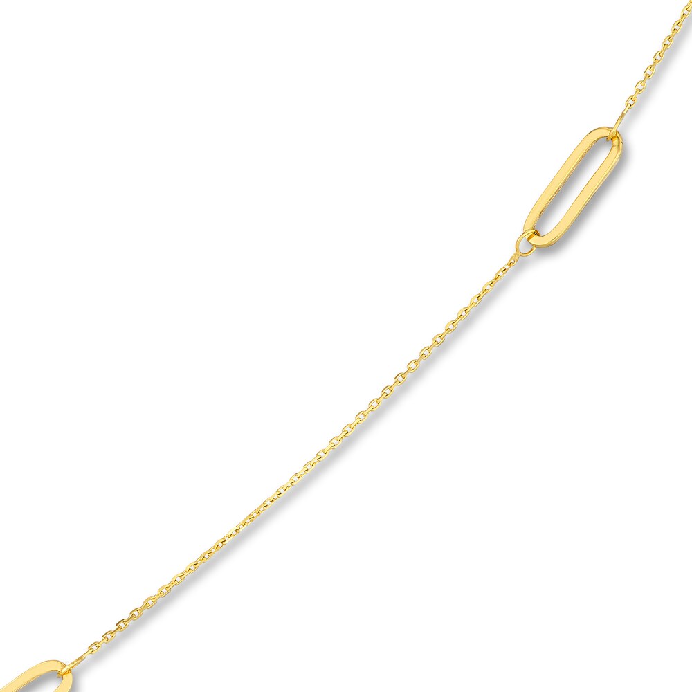 Oval Paperclip Station Necklace 14K Yellow Gold 36\" Tzore66J