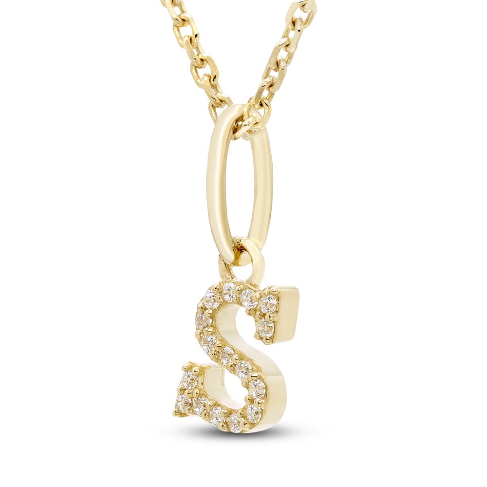 Diamond Initial S Pendant Necklace 1/20 ct tw Round 10K Yellow Gold 18\" U1cbcVDL