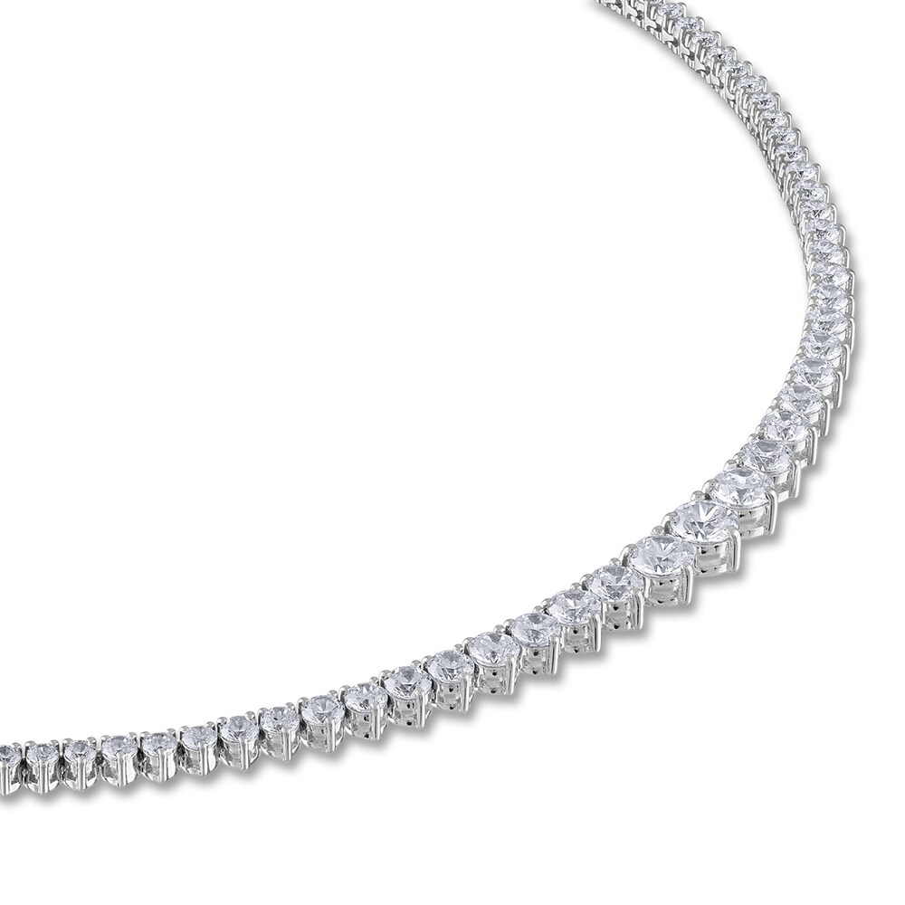 Diamond Necklace 15 ct tw Round 14K White Gold 16\" U7BOTwg6