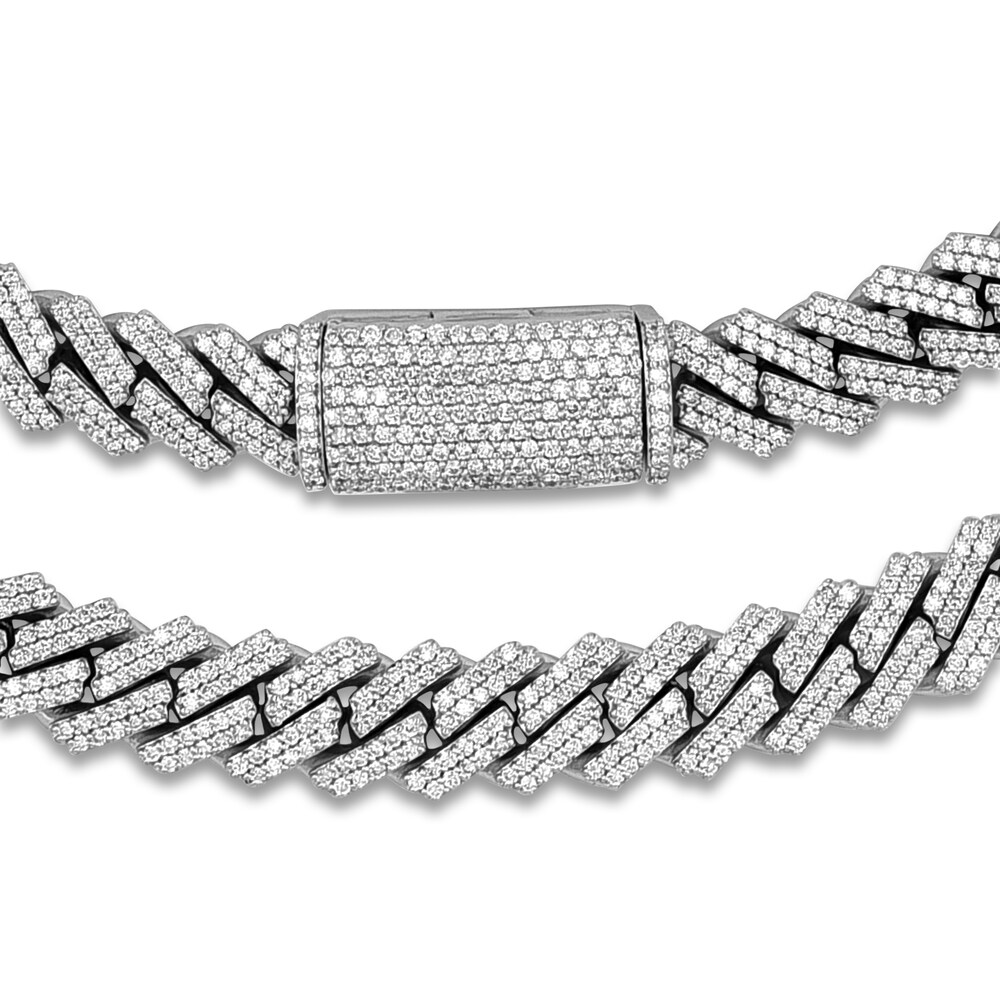 Men\'s Diamond Cuban Link Chain 19 ct tw Round Necklace 10K White Gold 22\" UELj1N6a