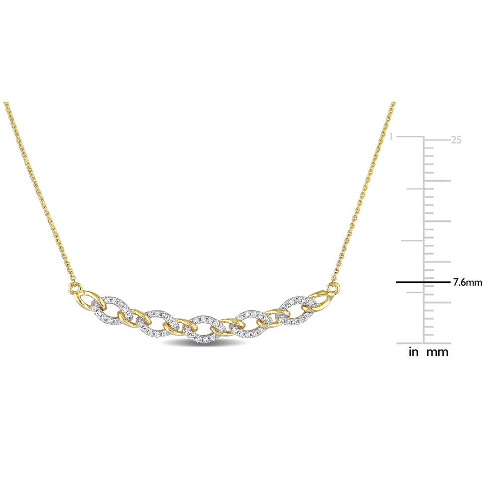 Diamond Oval Link Necklace 1/6 ct tw Round 10K Yellow Gold 17\" UOVPfvXN