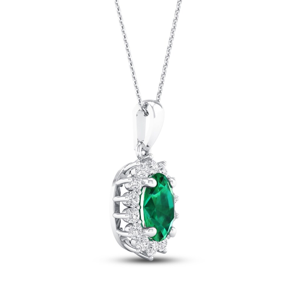 Emerald Necklace 1/5 ct tw Diamonds 10K White Gold Udyst74C