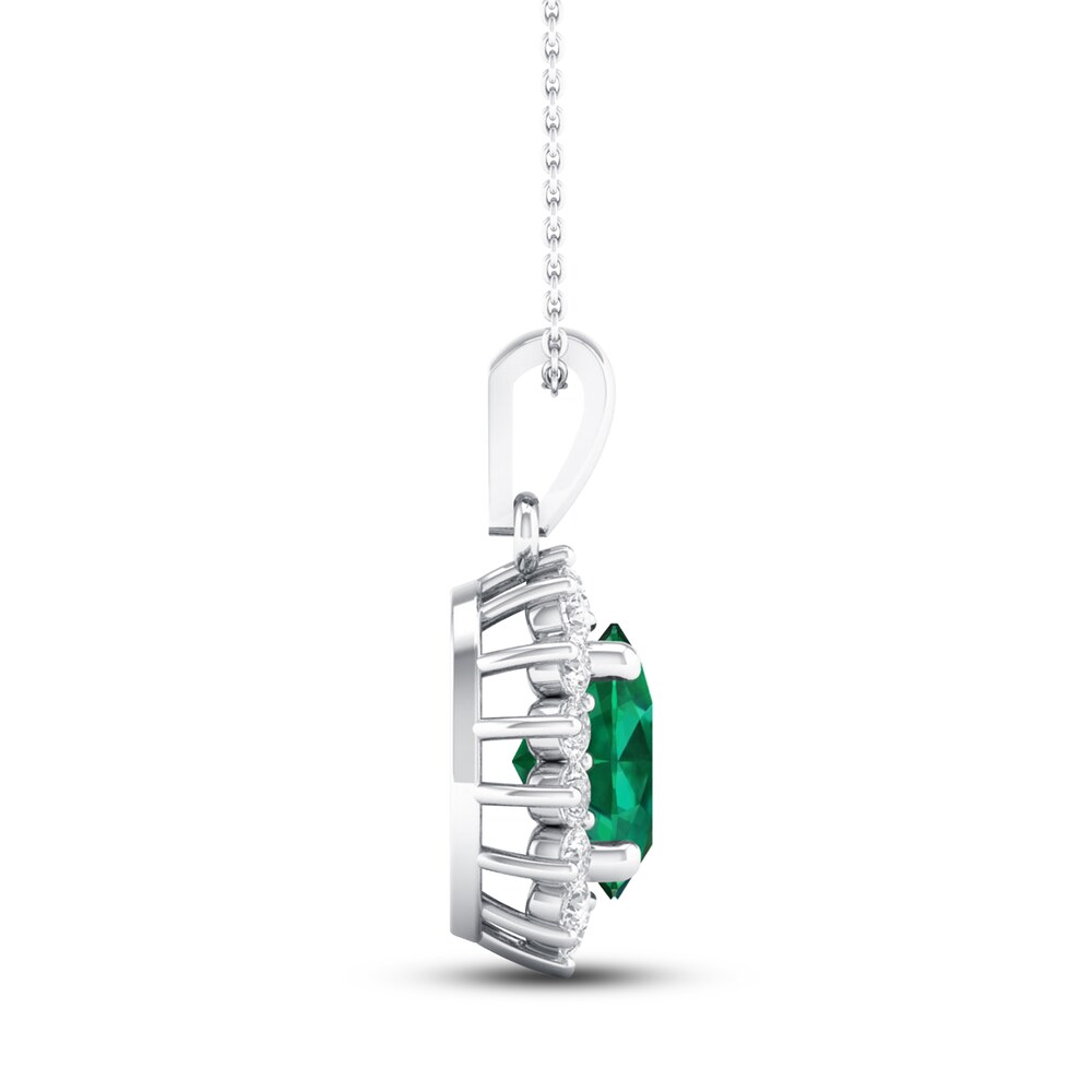 Emerald Necklace 1/5 ct tw Diamonds 10K White Gold Udyst74C