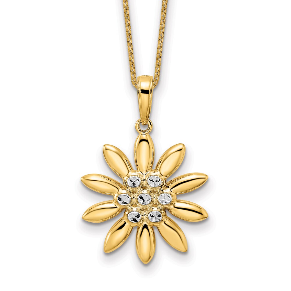 Flower Necklace 14K Yellow Gold 18\" Uil3ubdc