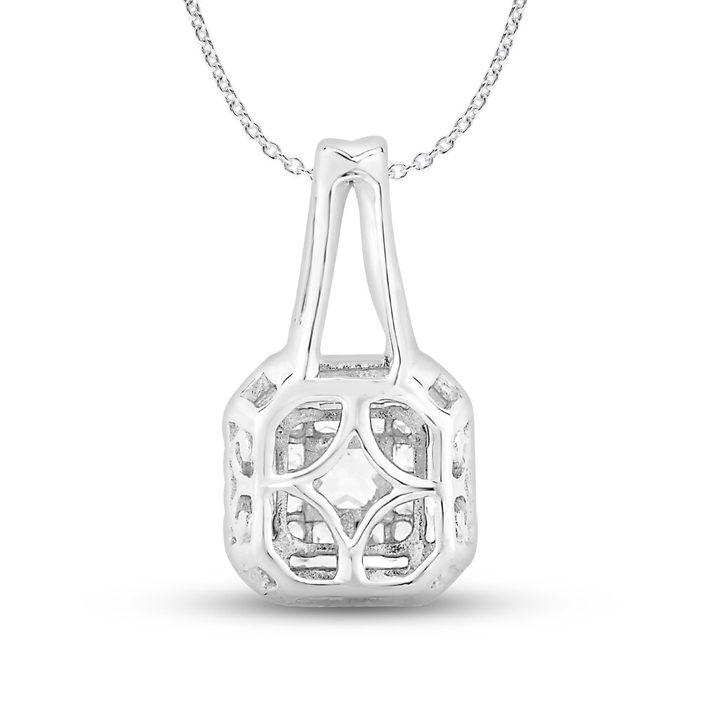 Diamond Pendant Necklace 1/2 ct tw Princess/Round 10K White Gold UkUpTQkw