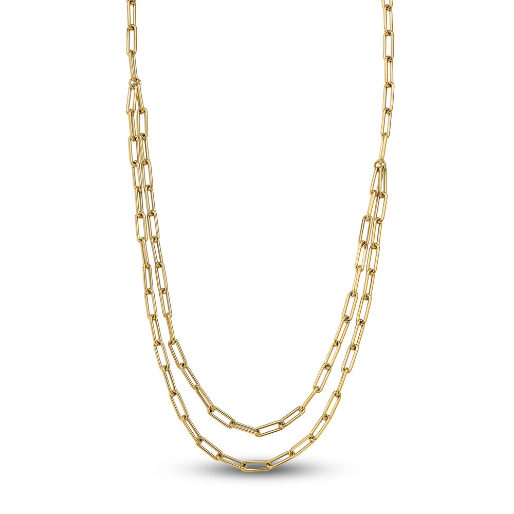 Two Layer Paperclip Necklace 14K Yellow Gold 20-Inch V6MclmyG [V6MclmyG]