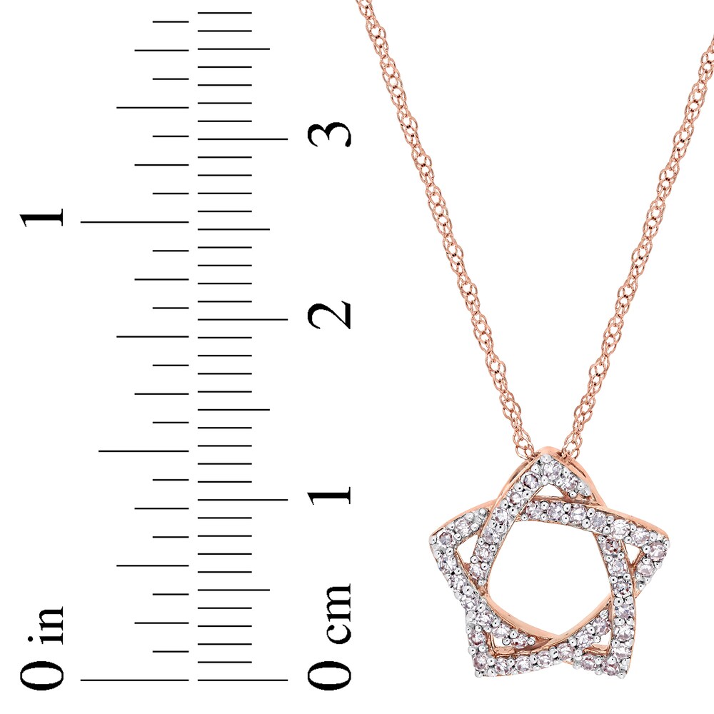 Diamond Star Necklace 1/5 ct tw Round 14K Rose Gold 17\" VGR7yIq2